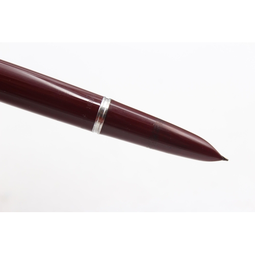 296 - Vintage PARKER 51 Burgundy FOUNTAIN PEN w/ Rolled Gold Cap, Pencil, Original Box