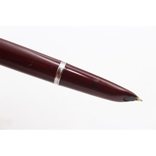 296 - Vintage PARKER 51 Burgundy FOUNTAIN PEN w/ Rolled Gold Cap, Pencil, Original Box