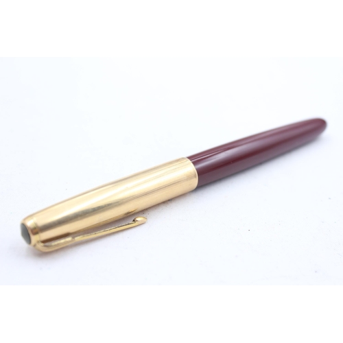 296 - Vintage PARKER 51 Burgundy FOUNTAIN PEN w/ Rolled Gold Cap, Pencil, Original Box