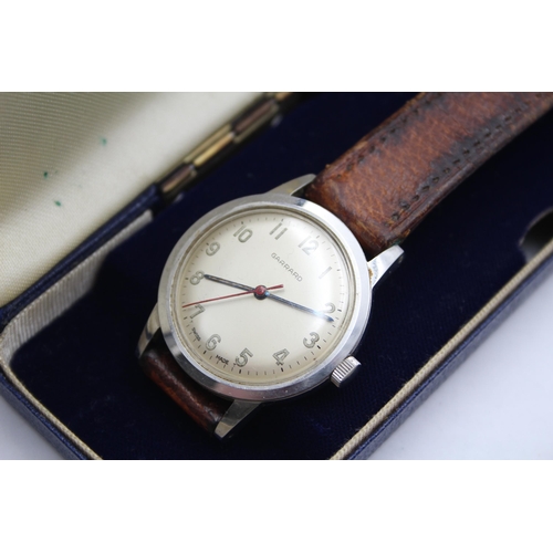 248 - GARRARD Men's Military Style Vintage WRISTWATCH Hand-wind WORKING Boxed