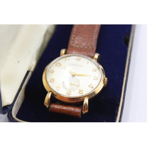 251 - GARRARD Men's 9ct GOLD Cased Vintage WRISTWATCH Hand-wind WORKING Boxed