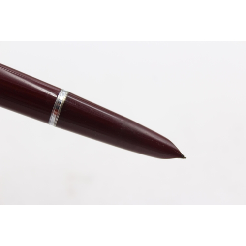 297 - Vintage PARKER 51 Burgundy FOUNTAIN PEN w/ Rolled Gold Cap WRITING