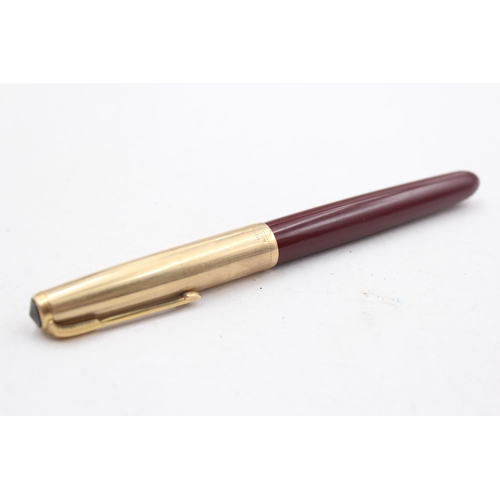 297 - Vintage PARKER 51 Burgundy FOUNTAIN PEN w/ Rolled Gold Cap WRITING