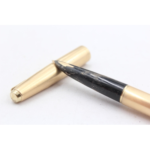 300 - Vintage PARKER 61 Rolled Gold FOUNTAIN PEN w/ Gold Plate Nib WRITING (21g)