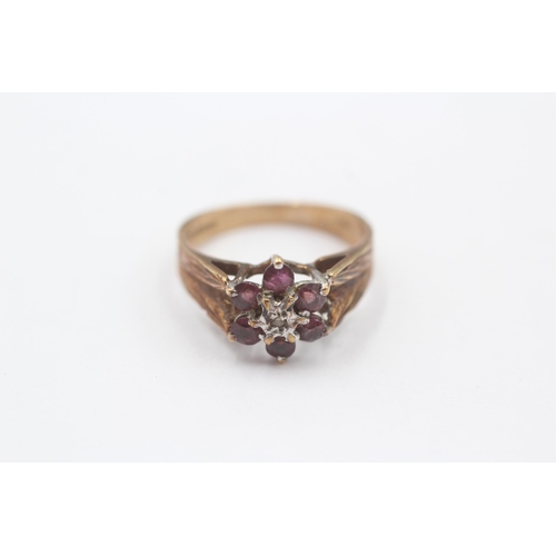 79 - 9ct Gold Ruby & Diamond Coil Ring (1.2g) size M