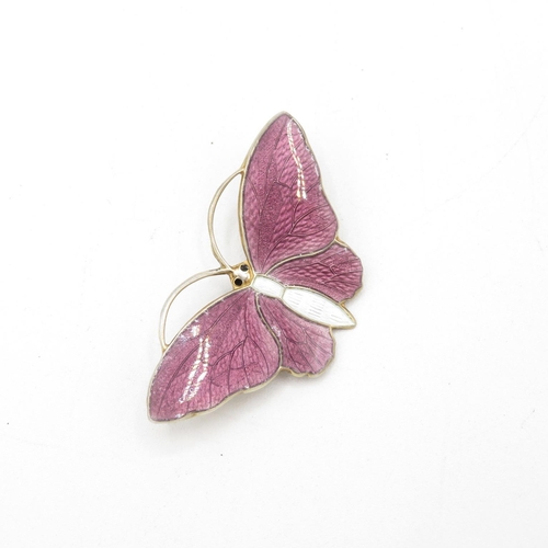 155 - Two Silver Enamel Butterfly Brooches (15g)