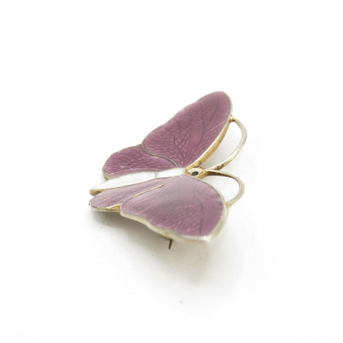 155 - Two Silver Enamel Butterfly Brooches (15g)