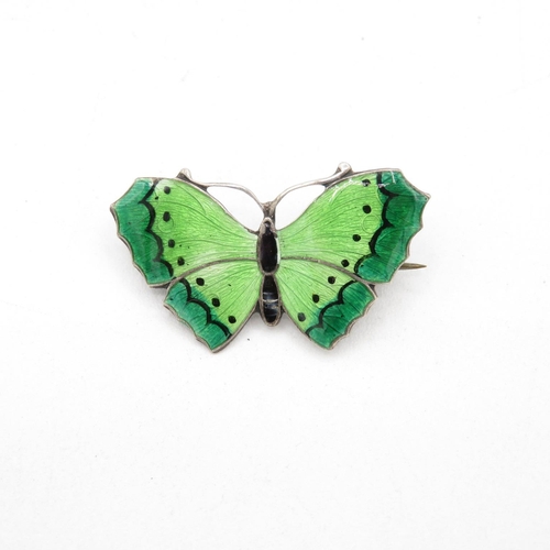 155 - Two Silver Enamel Butterfly Brooches (15g)