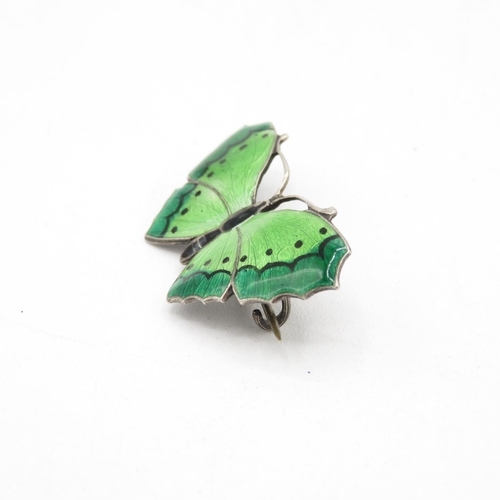 155 - Two Silver Enamel Butterfly Brooches (15g)