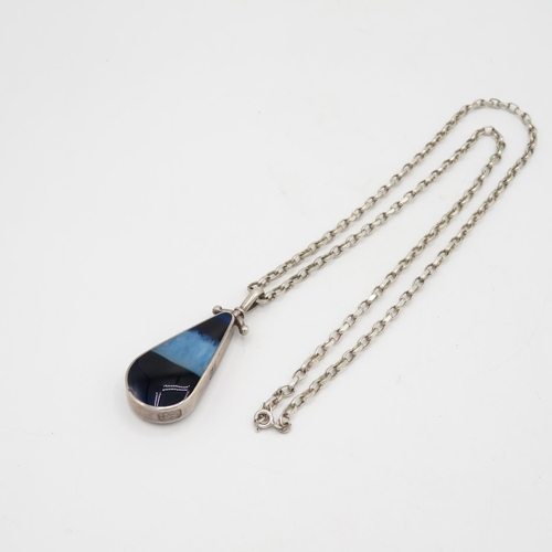 191 - A Mid Century Silver Gemstone Fob By David Scott Walker, On A Chain (32g)