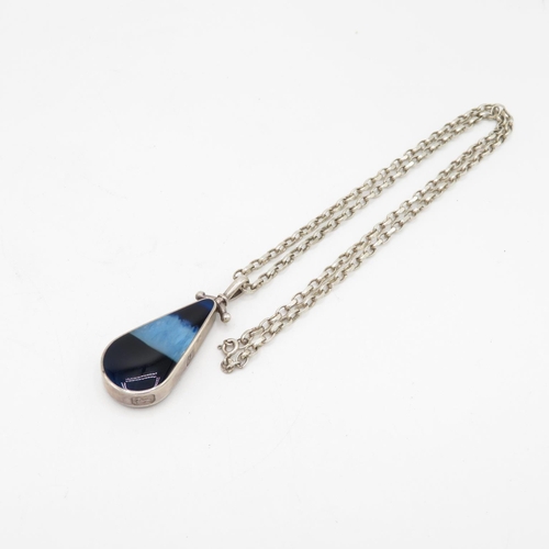 191 - A Mid Century Silver Gemstone Fob By David Scott Walker, On A Chain (32g)