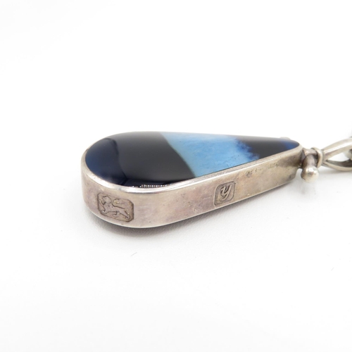 191 - A Mid Century Silver Gemstone Fob By David Scott Walker, On A Chain (32g)