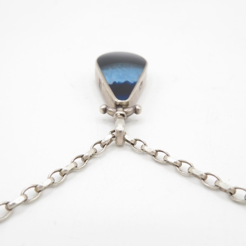 191 - A Mid Century Silver Gemstone Fob By David Scott Walker, On A Chain (32g)