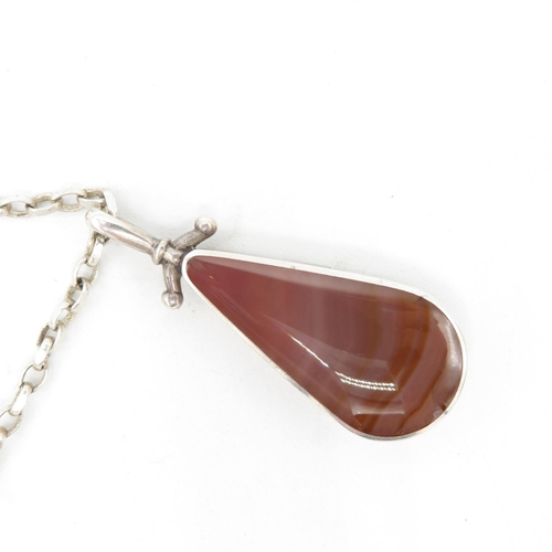 191 - A Mid Century Silver Gemstone Fob By David Scott Walker, On A Chain (32g)