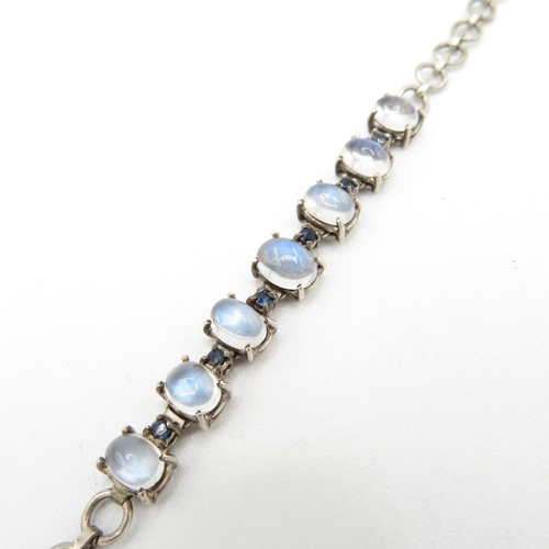 196 - An Antique Silver Moonstone Panel Bracelet (11g)