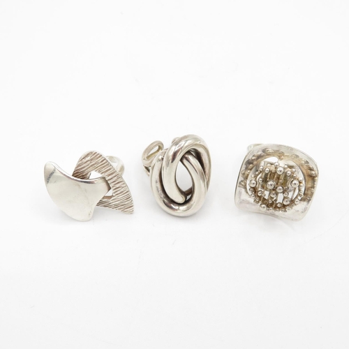 197 - Three Mid Century Modernist Statement Rings (30g)