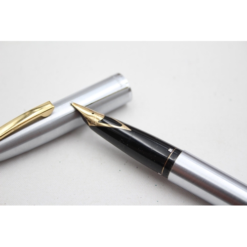 269 - Vintage SHEAFFER Imperial Brushed Steel FOUNTAIN PEN w/ 14ct Gold Nib WRITING