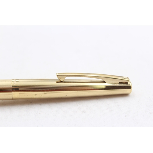 275 - Vintage SHEAFFER Snorkel Gold Plated Cased Fountain Pen w/ 14ct Gold Nib WRITING