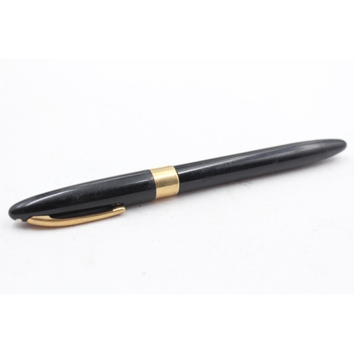 278 - Vintage SHEAFFER Snorkel Black Fountain Pen w/ 14ct Gold Nib WRITING