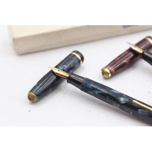 291 - 3 x Vintage CONWAY STEWART Dinkie 550 Fountain Pens w/ 14ct Gold Nibs WRITING