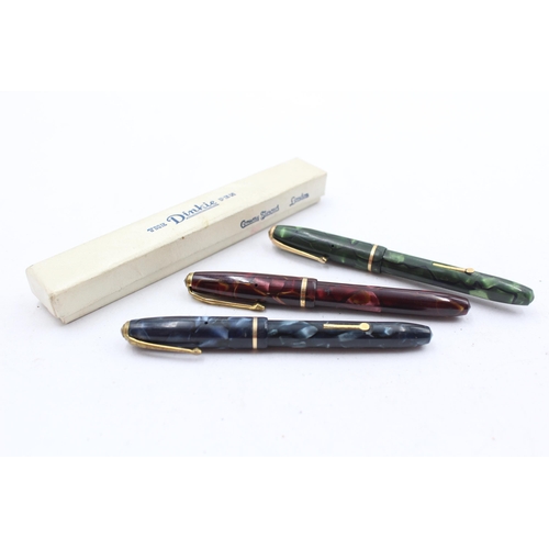 291 - 3 x Vintage CONWAY STEWART Dinkie 550 Fountain Pens w/ 14ct Gold Nibs WRITING