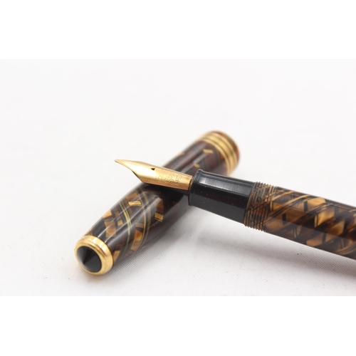 293 - Vintage CONWAY STEWART No.58 Brown Fountain Pen w/ 14ct Gold Nib, Pencil Etc