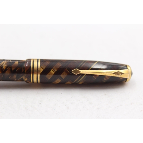 293 - Vintage CONWAY STEWART No.58 Brown Fountain Pen w/ 14ct Gold Nib, Pencil Etc