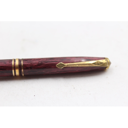 294 - Vintage CONWAY STEWART 36 Burgundy Fountain Pen w/ 14ct Gold Nib, Pencil Etc