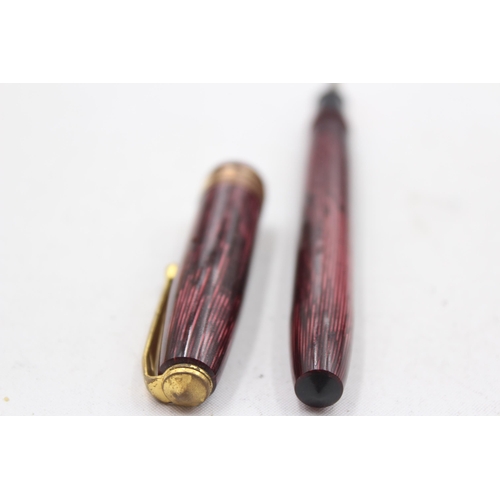 294 - Vintage CONWAY STEWART 36 Burgundy Fountain Pen w/ 14ct Gold Nib, Pencil Etc