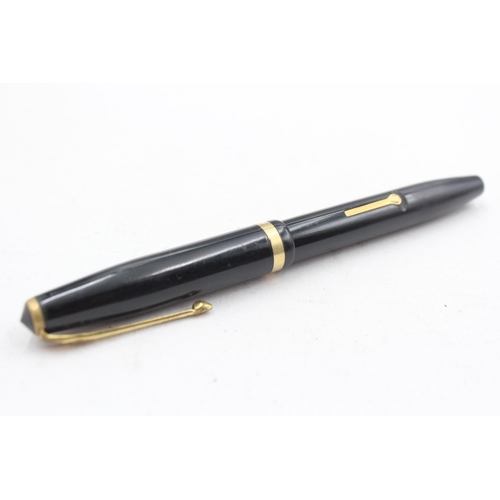 295 - Vintage CONWAY STEWART 85L Black FOUNTAIN PEN w/ 14ct Gold Nib WRITING