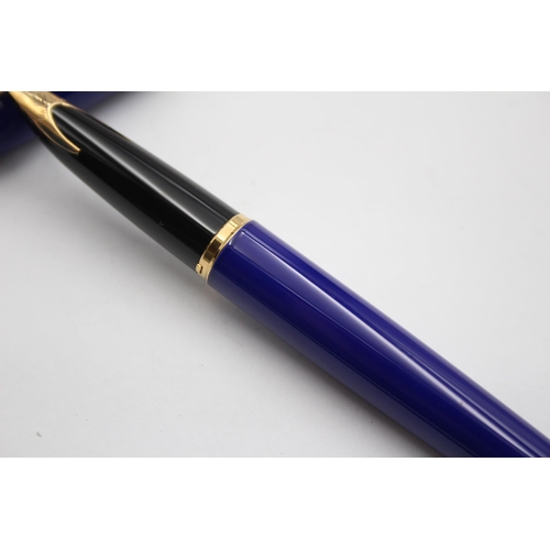 298 - WATERMAN Carene Blue Lacquer Fountain Pen w/ 18ct Gold Nib WRITING