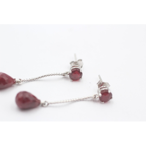 112 - 9ct White Ruby Drop Earrings (2.5g)