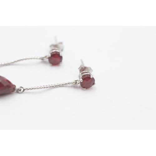 112 - 9ct White Ruby Drop Earrings (2.5g)