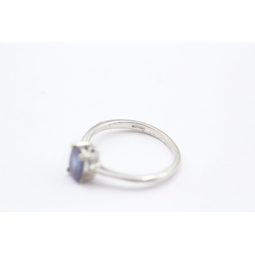 129 - 14ct White Gold Tanzanite Solitaire Ring (2.8g) Size  Q