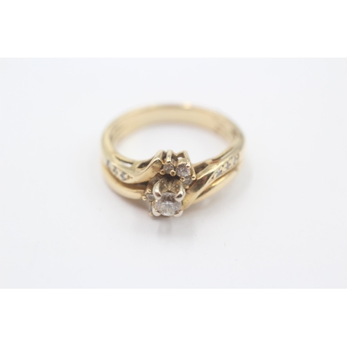 131 - 14ct Gold Diamond Stylised Cluster Statement Ring (4.3g) Size  L