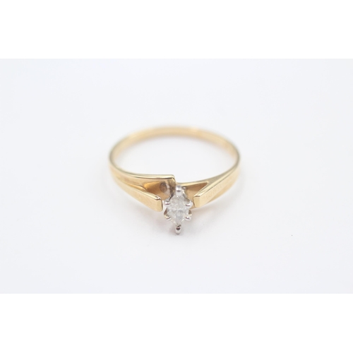 134 - 14ct Gold Diamond Solitaire Cathedral Setting Ring (1.7g) Size  N