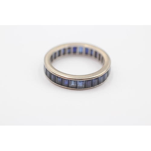 141 - 9ct White Gold Sapphire Eternity Ring (3.7g) Size  N