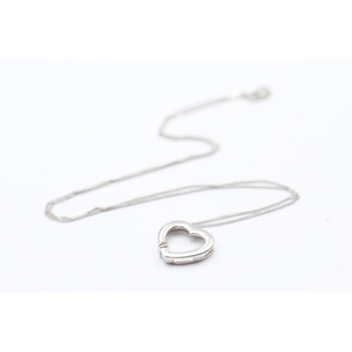 17 - 9ct White Gold Diamond Heart Pendant Necklace (2g)