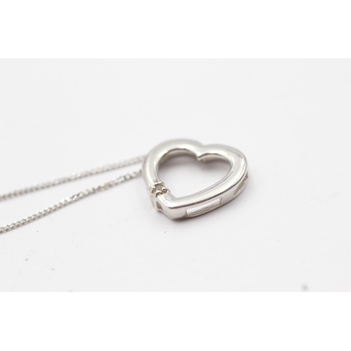 17 - 9ct White Gold Diamond Heart Pendant Necklace (2g)