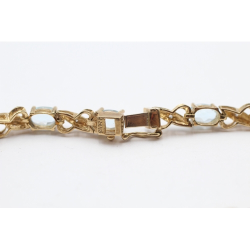 18 - 9ct Gold Diamond & Pink Topaz Fancy Link Bracelet (9g)