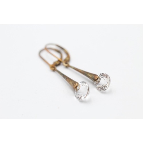 21 - 9ct Gold Rock Crystal Drop Earrings (1.8g)