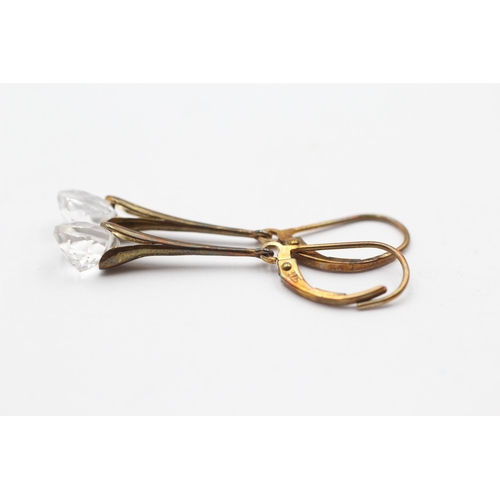 21 - 9ct Gold Rock Crystal Drop Earrings (1.8g)