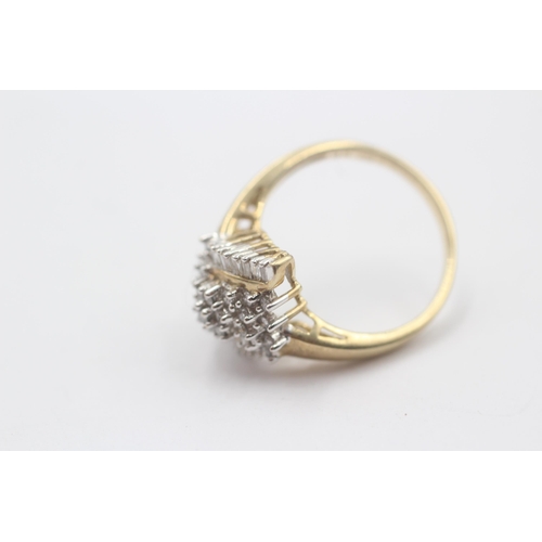 22 - 9ct Gold Vari-Cut Diamond Cluster Ring (3.9g) Size  P