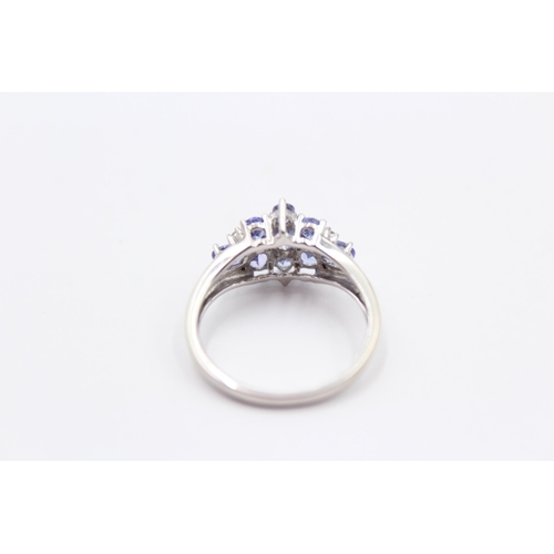 24 - 9ct White Gold Diamond & Tanzanite Dress Ring (3g) Size  P