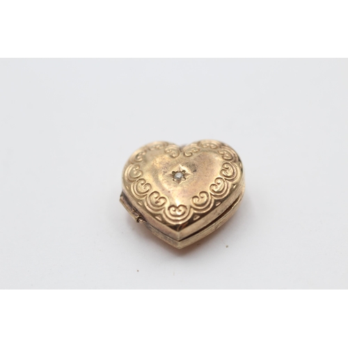 31 - 9ct Gold Heart Locket Pendant With Diamond Accent (1.9g)