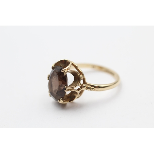 35 - 9ct Gold Smoky Quartz Single Stone Ring (3g) Size  N