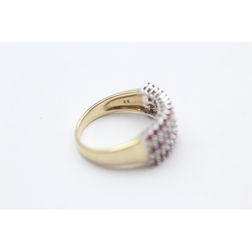 40 - 9ct Gold Diamond & Ruby Dress Ring (4g) Size  P