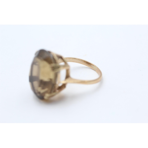 46 - 9ct Gold Smoky Quartz Single Stone Cocktail Ring (6.7g) Size  N