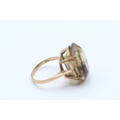 46 - 9ct Gold Smoky Quartz Single Stone Cocktail Ring (6.7g) Size  N