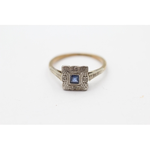 50 - 9ct Gold Antique Diamond & Sapphire Dress Ring (1.9g) Size  L